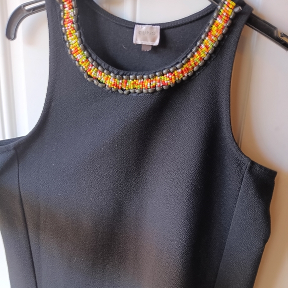 CUPIO Women Black Tank Top Colorful Beaded Neckline M - - Picture 2 of 7